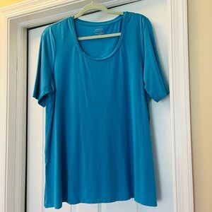 NWOT Beautiful Turquoise Scoop Neck Tee Top, Chicos, size 2 (14)